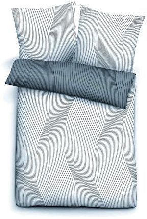 Schöne Bettwäsche aus Mako-Satin - schwarz weiß 135x200 von Biberna
