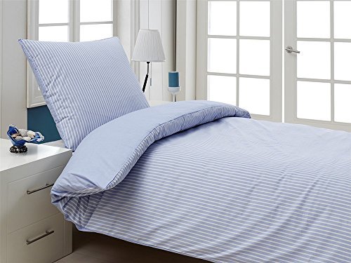 Schöne Bettwäsche aus Perkal - blau 135x200 von saleandmore