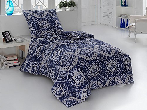 Schöne Bettwäsche aus Perkal - blau 155x200 von saleandmore