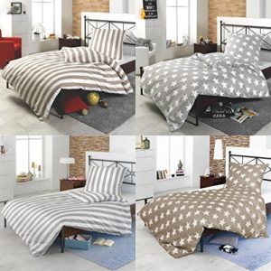Kuschelige Bettwäsche aus Perkal - Sterne grau 135x200 von 4 Trendy Living