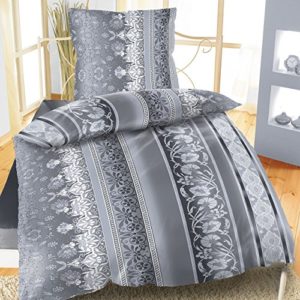 Hübsche Bettwäsche aus Renforcé - grau 135x200 von Bertels Textilhandels GmbH