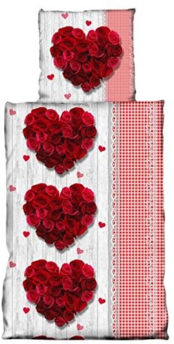Hübsche Bettwäsche aus Renforcé - Rosen rot 135x200 von Bertels