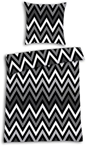 Hübsche Bettwäsche aus Renforcé - schwarz weiß 135x200 von Schiesser