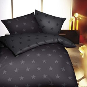 Hübsche Bettwäsche aus Satin - Sterne grau 155x220 von Kaeppel