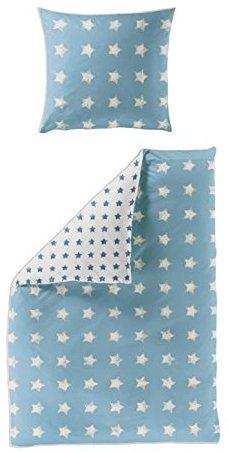 Hübsche Bettwäsche aus Seersucker - blau 155x220 von Bierbaum
