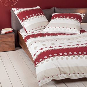 Traumhafte Bettwäsche aus Biber - rot 135x200 von Janine