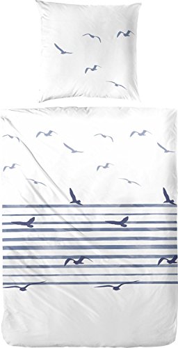 Schöne Bettwäsche aus Perkal - blau 155x220 von Primera