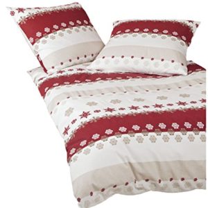 Hübsche Bettwäsche aus Biber - rot 155x220 von Janine