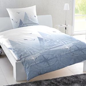 Hübsche Bettwäsche aus Perkal - blau 135x200 von Primera