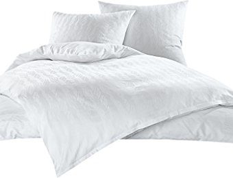 Kuschelige Bettwäsche aus Damast - weiß 155x200 von Bettwaesche-mit-Stil