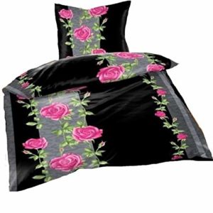 Schöne Bettwäsche aus Fleece - Rosen schwarz 135x200 von Bertels