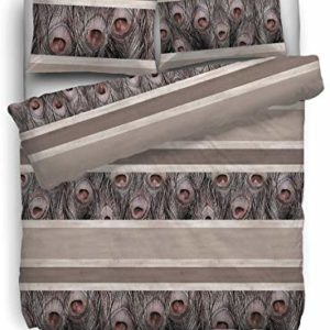 Hübsche Bettwäsche aus Biber - braun 155x220 von HNL Living BV