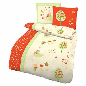 Hübsche Bettwäsche aus Biber - rot 135x200 von CMFashion