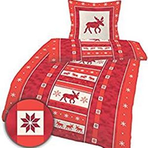 Hübsche Bettwäsche aus Biber - rot 135x200 von CMFashion
