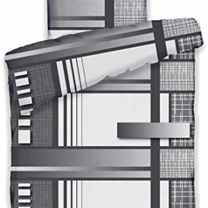 Hübsche Bettwäsche aus Biber - grau 135x200 von KH-Haushaltshandel