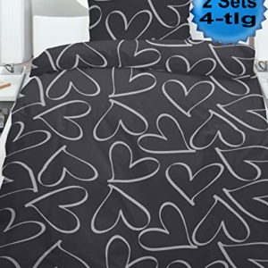 Traumhafte Bettwäsche aus Fleece - schwarz 135x200 von KH-Haushaltshandel