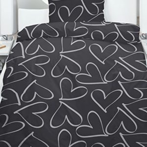 Hübsche Bettwäsche aus Fleece - schwarz weiß 135x200 von KH-Haushaltshandel