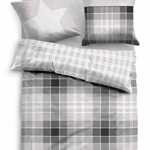 Hübsche Bettwäsche aus Flanell - grau 135x200 von TOM TAILOR