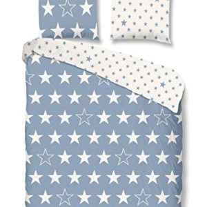 Schöne Bettwäsche aus Flanell - Sterne blau 155x220 von Good Morning!