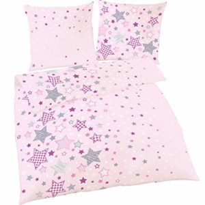 Traumhafte Bettwäsche aus Biber - Sterne rosa 135x200 von Ido