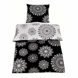 Hübsche Bettwäsche aus Renforcé - schwarz weiß 155x220 von Protex