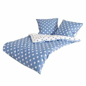 Hübsche Bettwäsche aus Biber - blau 135x200 von Janine