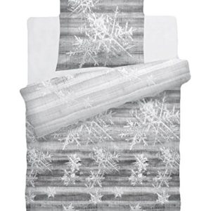 Kuschelige Bettwäsche aus Flanell - grau 155x220 von HNL
