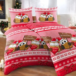 Schöne Bettwäsche aus Fleece - Weihnachten rot 135x200 von Bertels Textilhandels GmbH