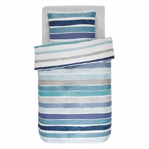 Traumhafte Bettwäsche aus Mako-Satin - blau 155x220 von Essenza Home